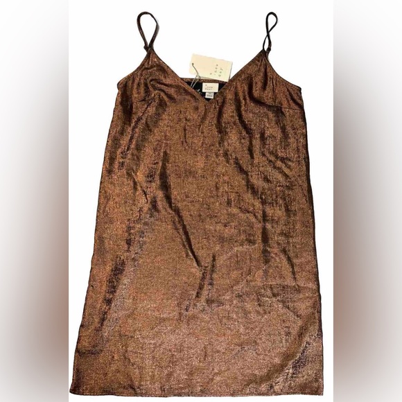 A New Day Copper Metallic Cami Slip Dress XS NWT - Picture 2 of 9